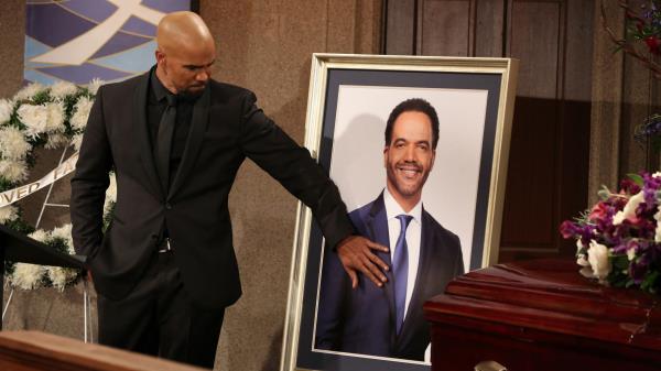 Shemar Moore in a scene from "The Young and the Restless." Moore, who portrays Malcolm Winters, appears at the funeral for his brother Neil, played by the late Kristoff St. John, who died in 2019.
