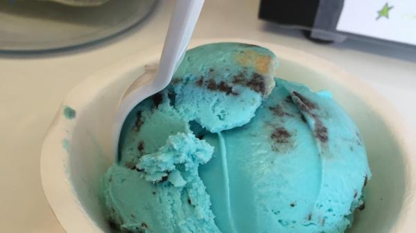 Treat Dreams offers blue vanilla ice cream with coo<em></em>kie dough.